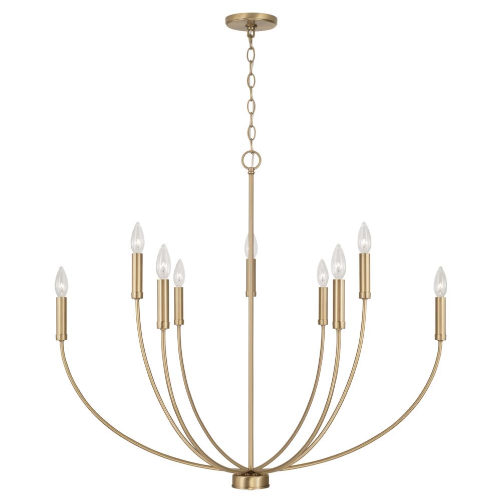8-Light Chandelier in Aged Brass