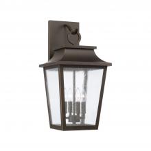 Capital 953341OZ - 4-Light Outdoor Tapered Wall Lantern in Oiled Bronze with Ripple Glass