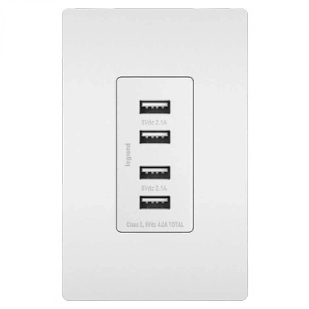 radiant Quad USB Charger, White