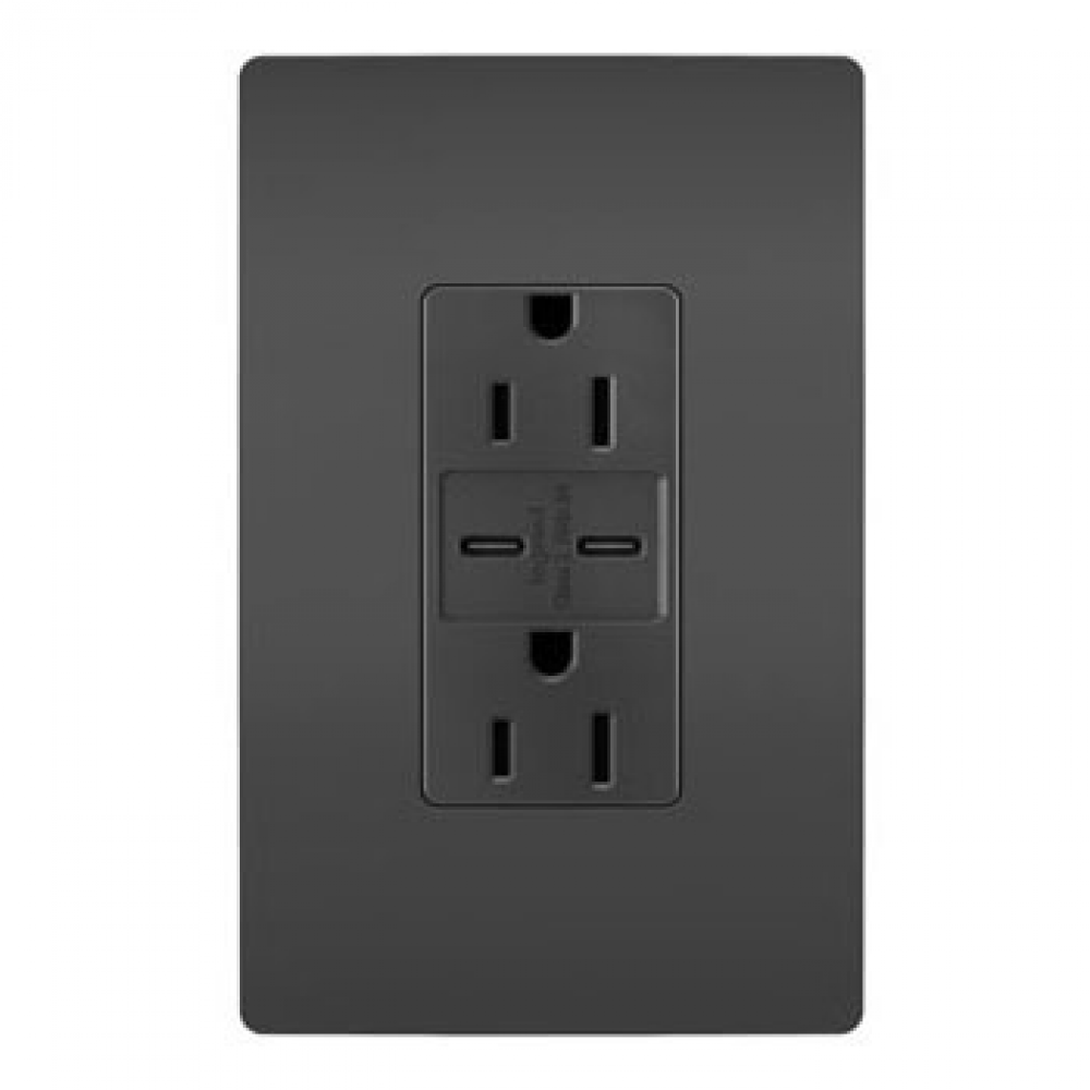 radiant 15A Tamper-Resistant Ultra-Fast USB Type C/C Outlet, Black (10 pack)
