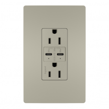 Legrand Radiant R26USBPDNICC6 - radiant 15A Tamper Resistant Ultra Fast PLUS Power Delivery USB Type C/C Outlet, Nickel