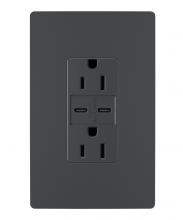Legrand Radiant R26USBCC6G - radiant 15A Tamper-Resistant Ultra-Fast USB Type C/C Outlet, Graphite