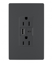 Legrand Radiant R26USBACG - radiant 15A Tamper-Resistant USB Type A/C Outlet, Graphite