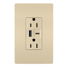 Legrand Radiant R26USBAC6I - radiant 15A Tamper-Resistant Ultra-Fast USB Type A/C Outlet, Ivory