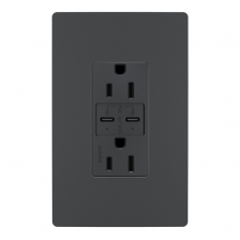 Legrand Radiant R26USBPDGCC6 - radiant 15A Tamper Resistant Ultra Fast PLUS Power Delivery USB Type C/C Outlet, Graphite