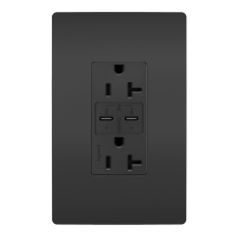 Legrand Radiant TR20USBPDBK - radiant 20A Tamper Resistant Ultra Fast PLUS Power Delivery USB Type C/C Outlet, Black