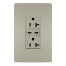 Legrand Radiant TR20USBPDNI - radiant 20A Tamper Resistant Ultra Fast PLUS Power Delivery USB Type C/C Outlet, Nickel