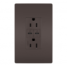Legrand Radiant R26USBPD - radiant 15A Tamper Resistant Ultra Fast PLUS Power Delivery USB Type C/C Outlet, Brown