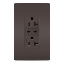 Legrand Radiant TR20USBPD - radiant 20A Tamper Resistant Ultra Fast PLUS Power Delivery USB Type C/C Outlet, Brown