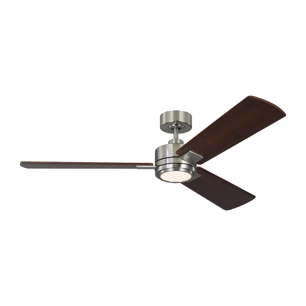 Harris Smart 56 LED Ceiling Fan in Brushed Steel with Dark Walnut Blades and Light Kit