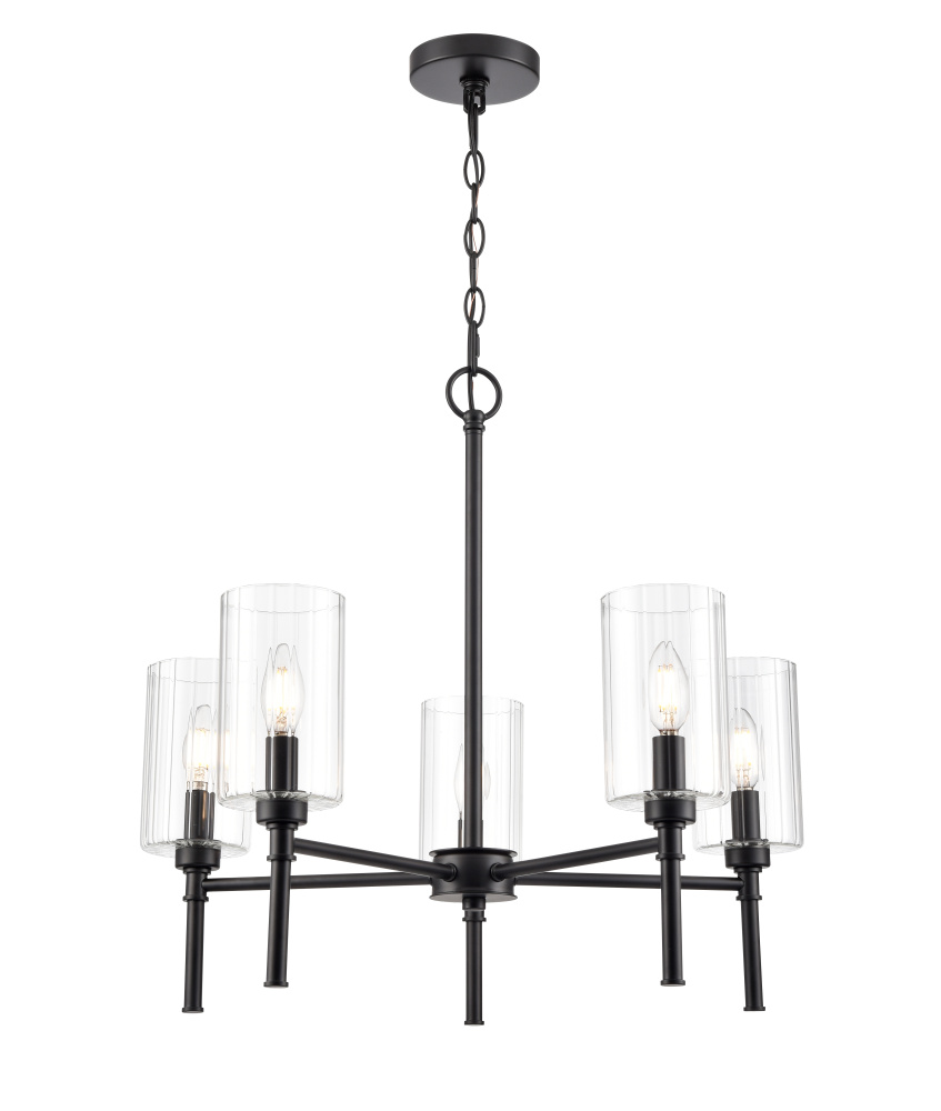 Chastine 24" Wide 5-Light Chandelier - Matte Black