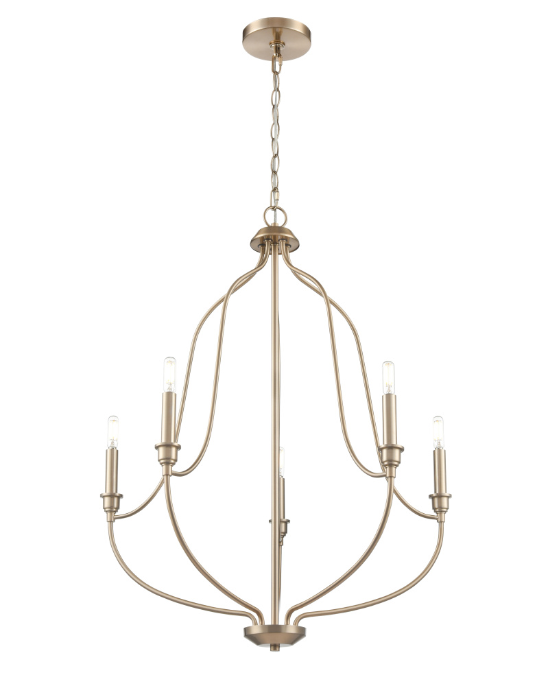 Senoia 25" Wide 5-Light Chandelier - Modern Gold