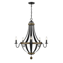 Millennium 2395-MB/WT - Ellijay 5-Light Chandelier Ceiling Light Matte Black/Wood Tone