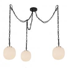Alora Lighting MP579712MBGR - Cherise 3-Light Matte Black/Glossy Ribbed Opal Glass Socket Multi Pendant