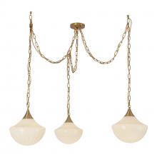 Alora Lighting MP651312BGGR - Farrah 3-Light Brushed Gold/Glossy Ribbed Opal Glass Socket Multi Pendant