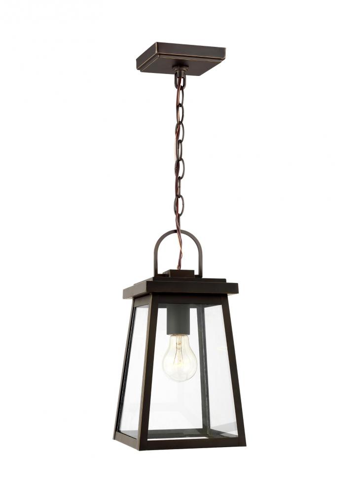 Founders modern 1-light LED outdoor exterior ceiling hanging pendant in antique bronze Finish