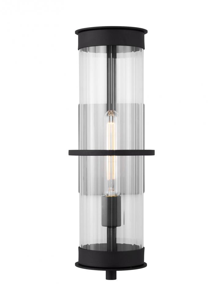 Alcona transitional 1-light LED outdoor exterior large wall lantern in black Finish