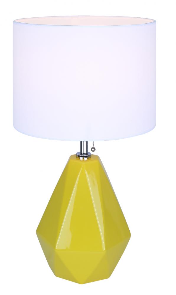 Persei 1 Light Table Lamp with Vibrant Yellow and Chrome Finish and White Shade