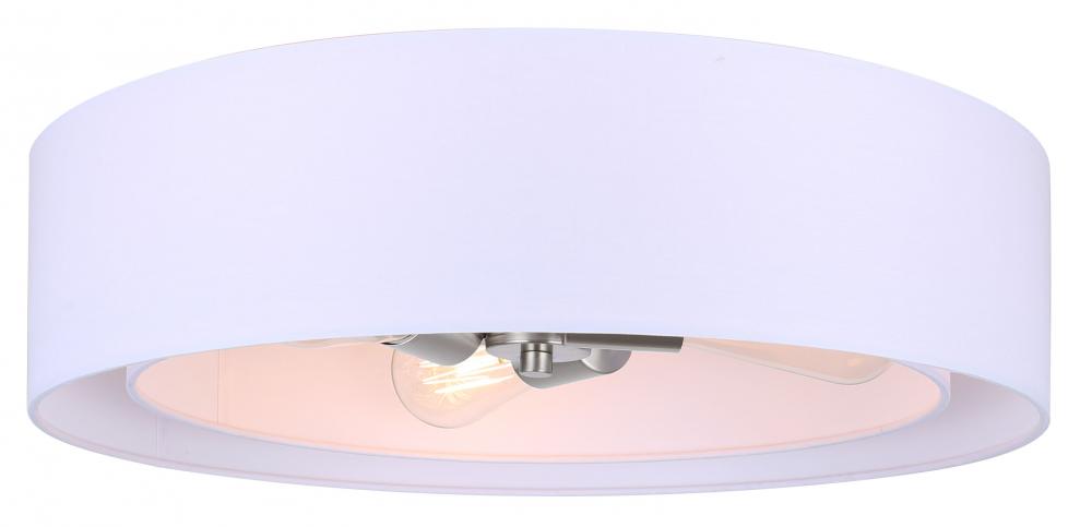 LANDRA 19 in. 3-Light 60-Watt Contemporary Brushed Nickel Flush Mount Ceiling Light with White