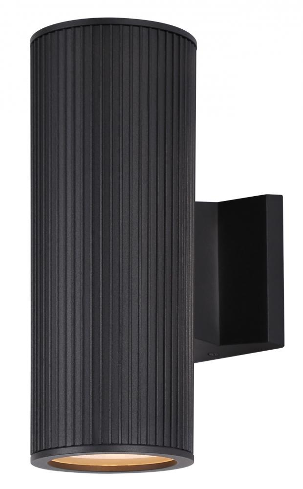 REXTON 2 Lt Contemporary Outdoor Wall Lantern, Black Finish, Up Down Light Fixture