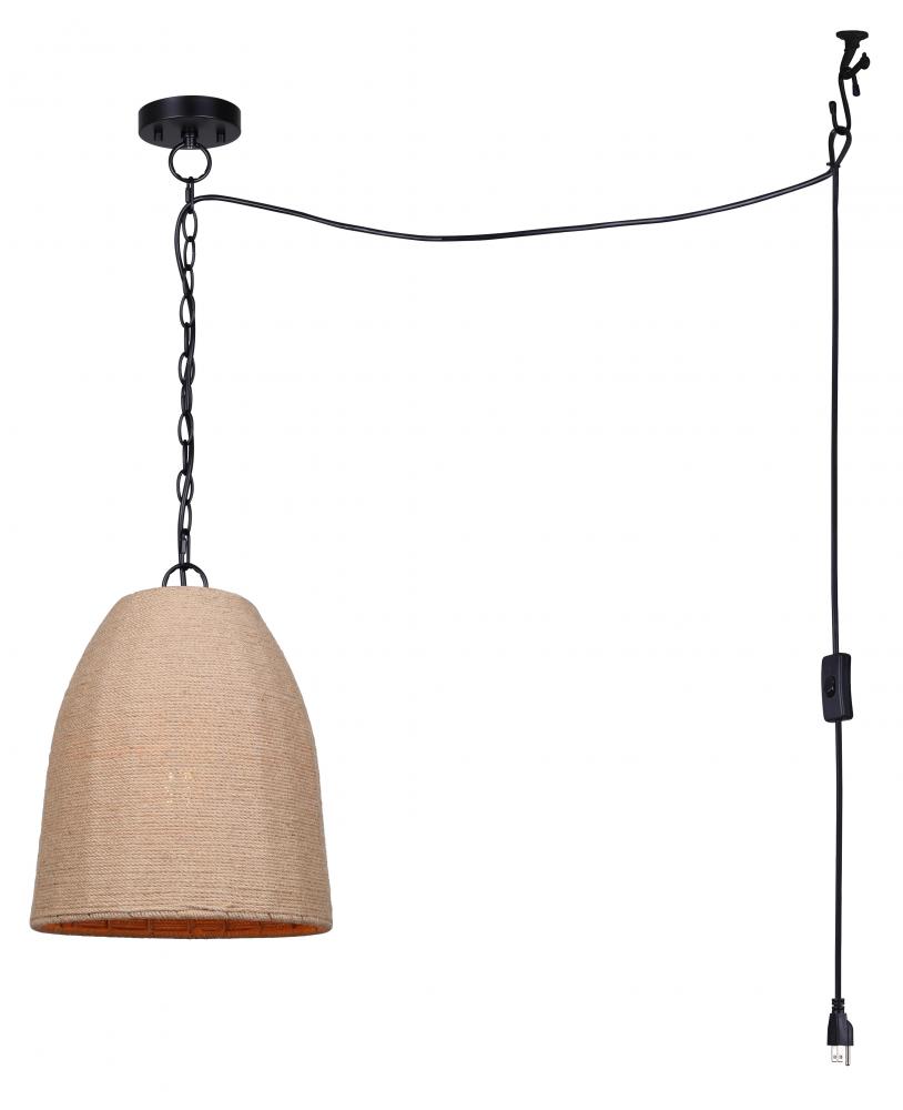 MALMO 60-Watt 1 Light Plug-In Corded Pendant with Casual Rope Shade