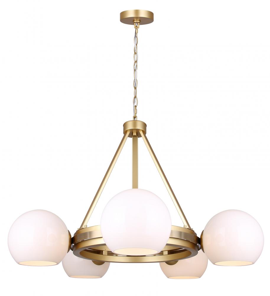 MONROE 5 Light Gold Mid Century Modern Chandelier for Dining Rooms and Living Rooms