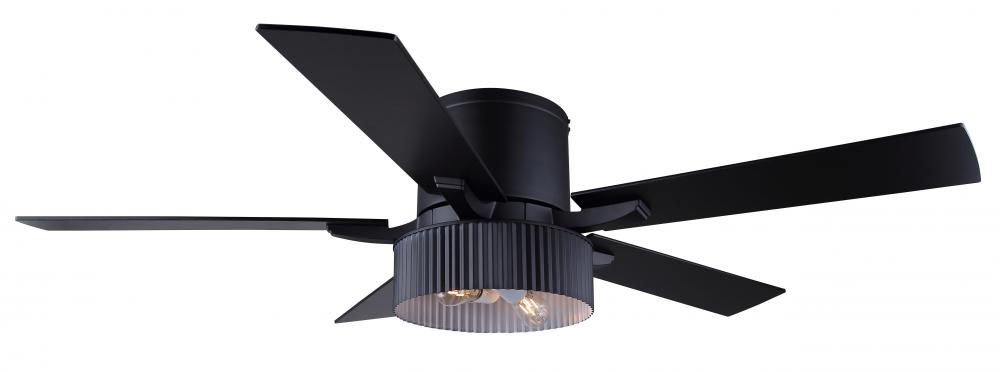 Rexton 52 in. Indoor Standard Matte Black Ceiling Fan with Vintage LED Bulbs
