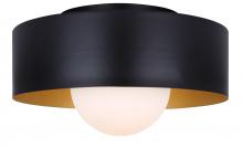 Canarm IFM1150A13BK - DAYLON 12.625 in. 1-Light 60-Watt Contemporary Black Flush Mount with Matte Black with Gold Metal