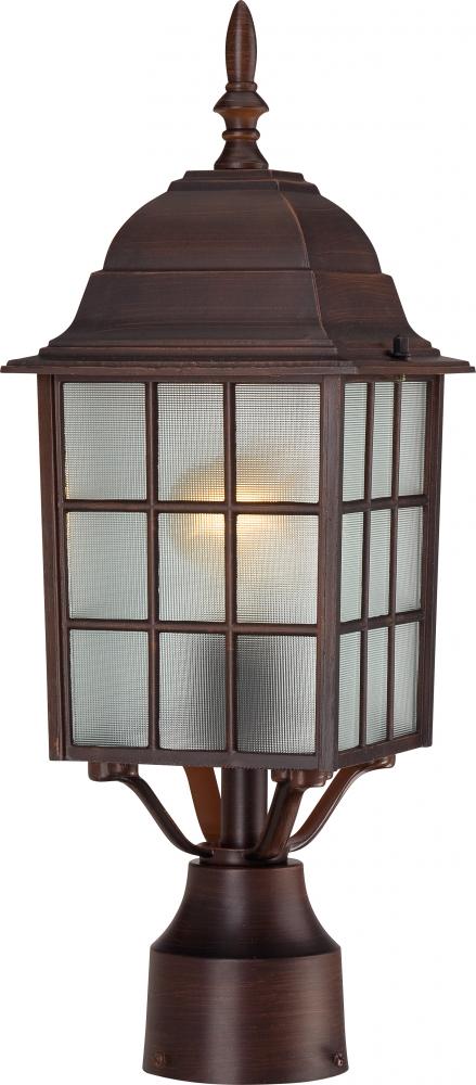 Adams; 1 Light; 17 in.; Outdoor Post with Frosted Glass; Color retail packaging; Rustic Bronze