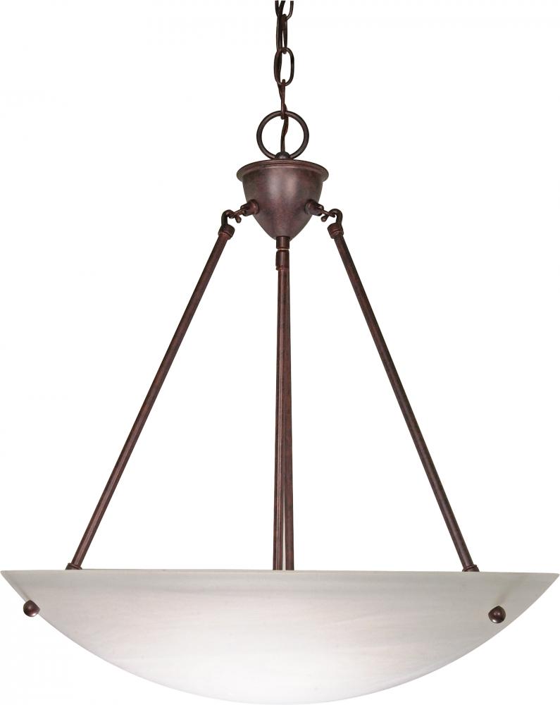 3 Light - 23" Pendant with Alabaster Glass - Old Bronze Finish