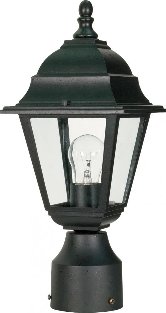 Briton; 1 Light; 14 in.; Post Lantern with Clear Glass; Textured Black Finish