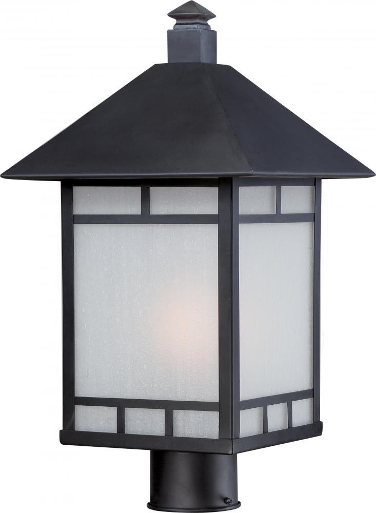 Drexel; 1 Light; Outdoor Post Fixture with Frosted Seed Glass; Stone Black Finish