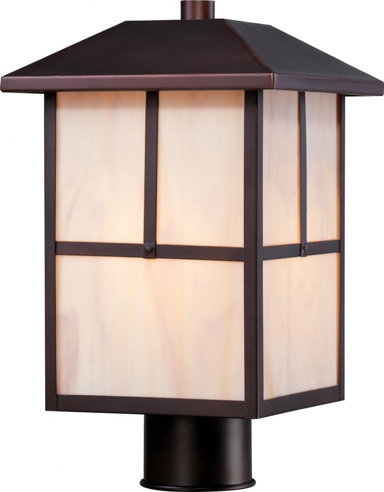 Tanner - 1 Light - Post Lantern with Honey Stained Glass - Claret Bronze Finish