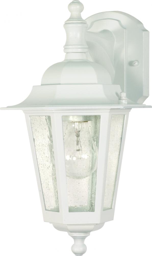 Cornerstone; 1 Light; 13 in.; Wall Lantern; Arm Down with Clear Seed Glass; White Finish