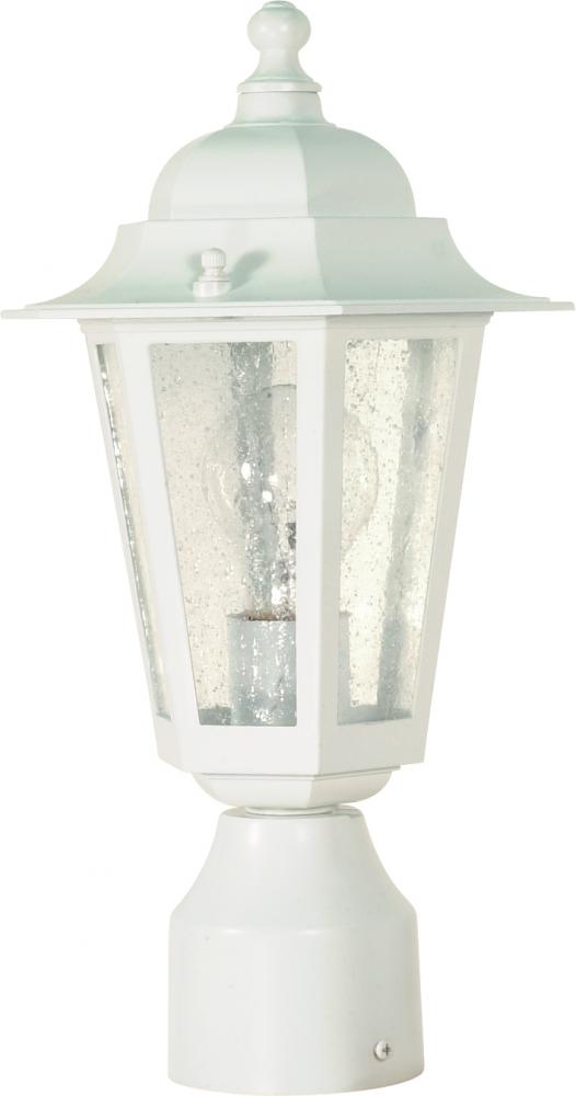 Cornerstone; 1 Light; 14 in.; Post Lantern with Clear Seed Glass; White Finish