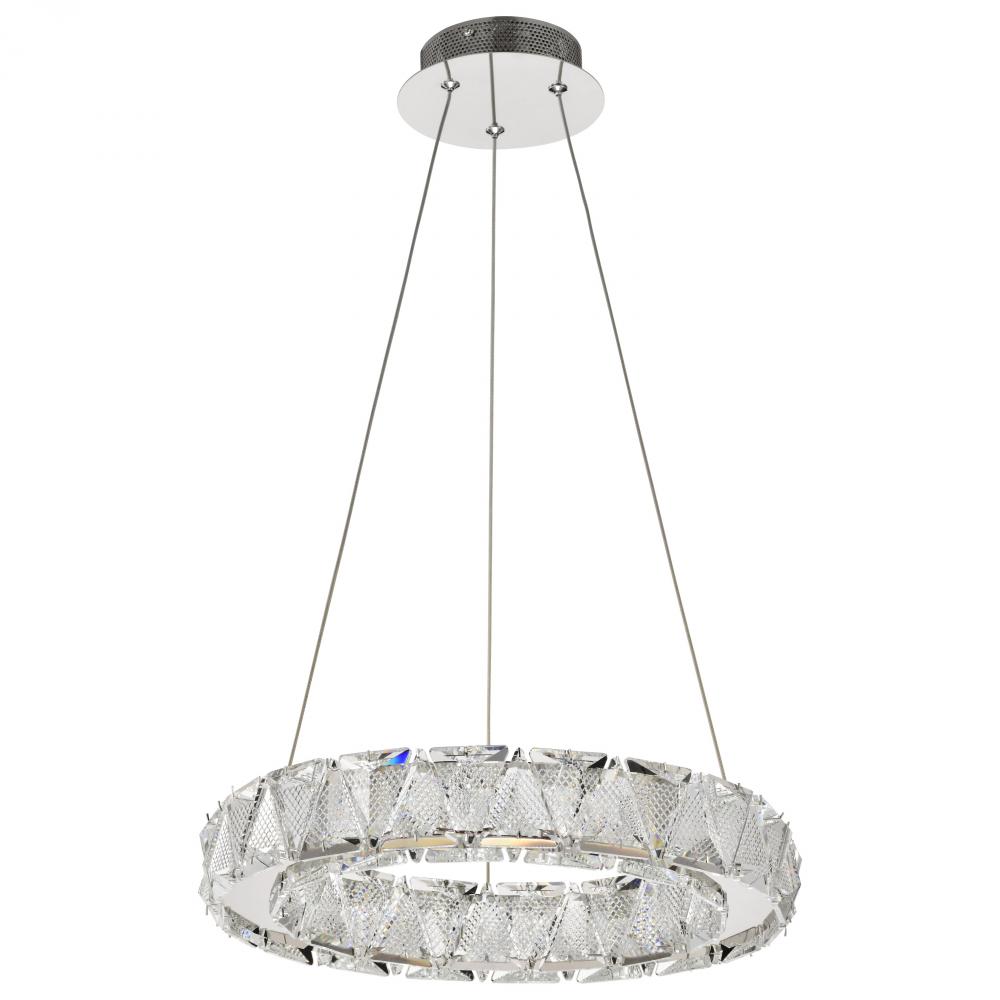 Asher; LED 15 Inch Pendant; Polished Nickel Finish; K9 Crystal