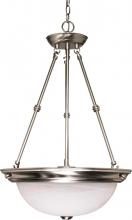 Nuvo 60/203 - 3 Light; 15 in.; Pendant; Alabaster Glass; Brushed Nickel Finish