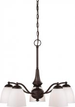Nuvo 60/5143 - Patton - 5 Light Chandelier (Arms Down) with Frosted Glass - Prairie Bronze Finish