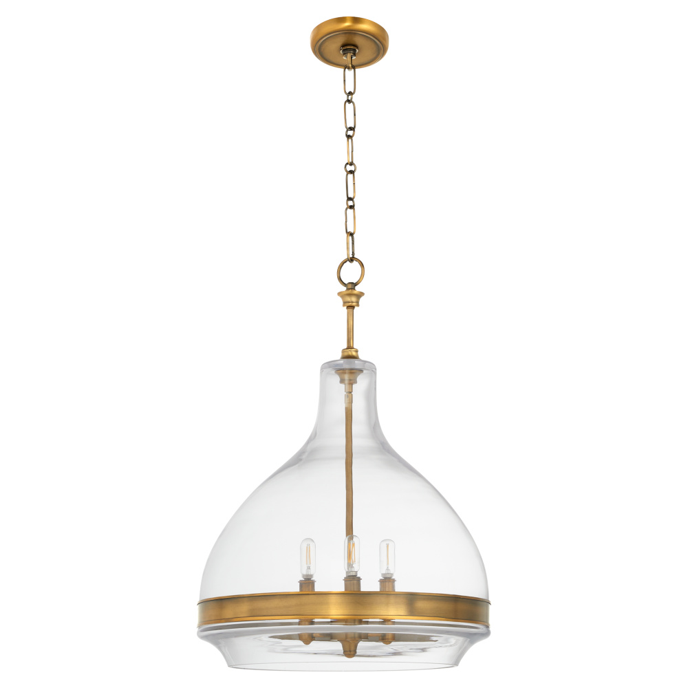 TILBROOK 18" 3 LIGHT PENDANT - BRUSHED BRASS