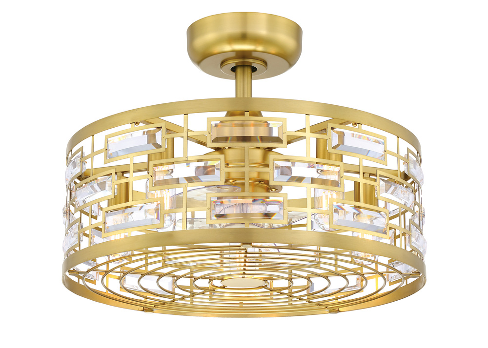 Klout 22 inch Indoor Ceiling Fandelier with LED Light Kit - Satin Brass with Clear blades