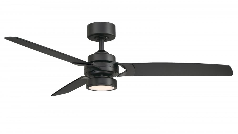 Amped 52 inch Indoor Ceiling Fan with LED Light Kit - Black with Black blades
